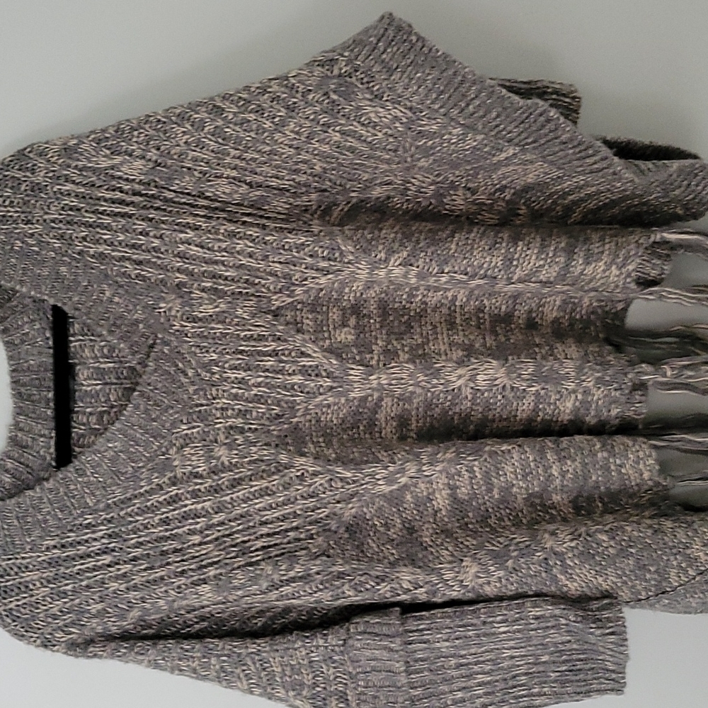 Anthropologie Love Token V-Neck Fringe Poncho